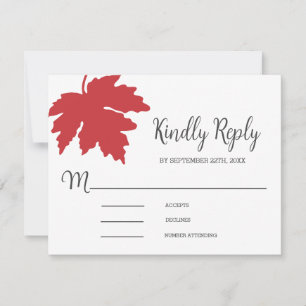 Tarjeta de respuesta de boda de hoja de arce de ot