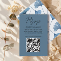Tarjeta de respuesta de boda de hoja de Ginkgo azu