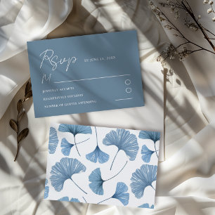 Tarjeta de respuesta de boda de hoja de ginkgo azu