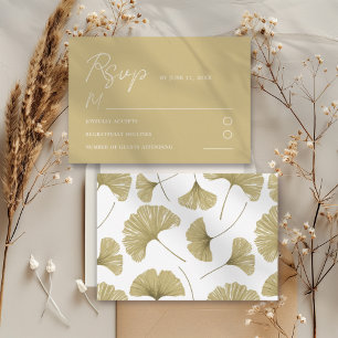 Tarjeta de respuesta de boda de hoja de ginkgo de 