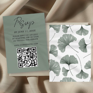 Tarjeta de respuesta de boda de hoja de ginkgo ver