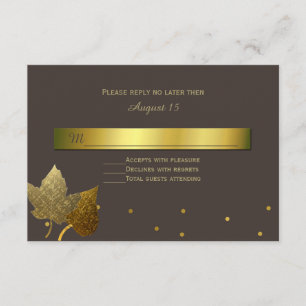 Tarjeta de respuesta de Boda de hojas doradas otoñ