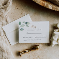 Tarjeta de respuesta de boda de hojas verdes forma