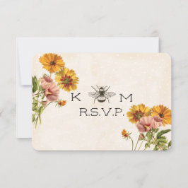 Tarjeta de respuesta de Boda de honeybee monograma