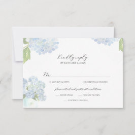 Tarjeta de respuesta de boda de Hortensia Azul