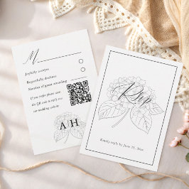 Tarjeta de respuesta de boda de Hortensia en blanc