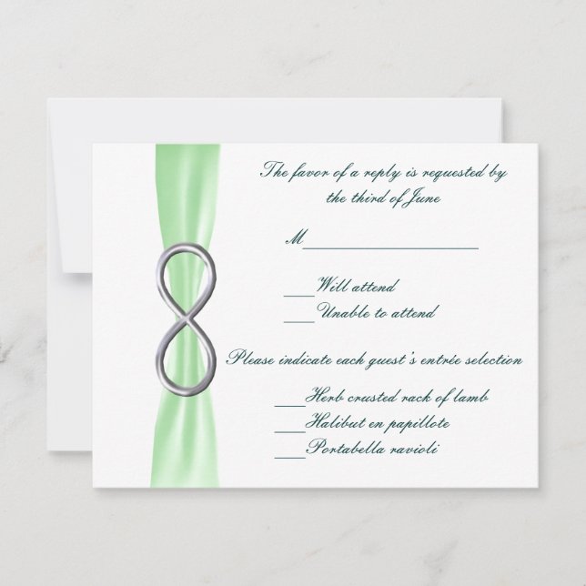 Tarjeta de respuesta de Boda de infinito verde (Anverso)