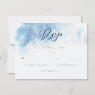 Tarjeta de respuesta de boda de invierno azul acua