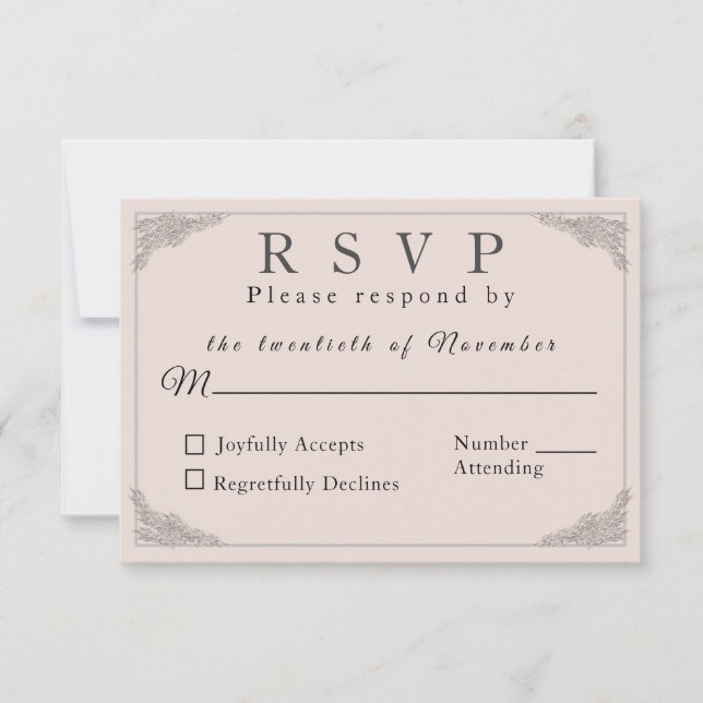 Tarjeta de respuesta de Boda de Invierno Católica (Anverso)