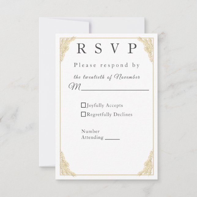 Tarjeta de respuesta de Boda de Invierno Católica (Anverso)