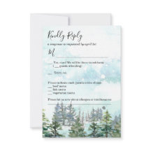 Tarjeta de respuesta de boda de invierno con árbol