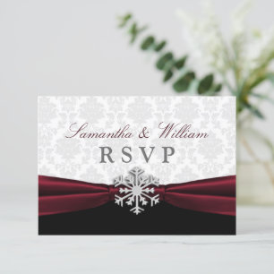 Tarjeta de respuesta de boda de invierno con cinta