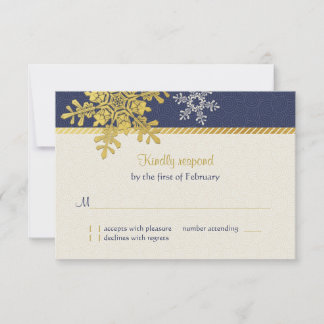 Tarjeta de respuesta de boda de invierno con copo