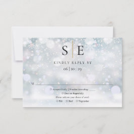 Tarjeta de respuesta de boda de invierno con monog