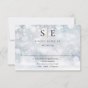 Tarjeta de respuesta de boda de invierno con monog