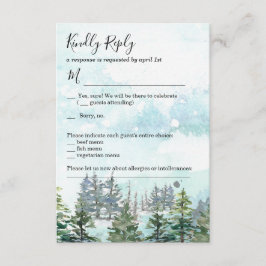 tarjeta de respuesta de boda de invierno con pino
