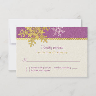 Tarjeta de respuesta de boda de invierno de copo d