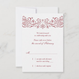 Tarjeta de respuesta de boda de invierno de copo d