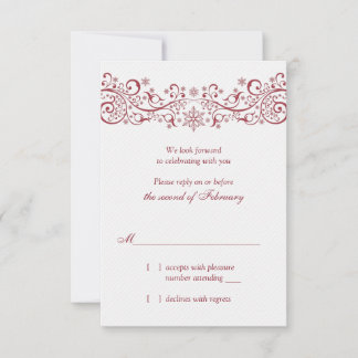 Tarjeta de respuesta de boda de invierno de copo d