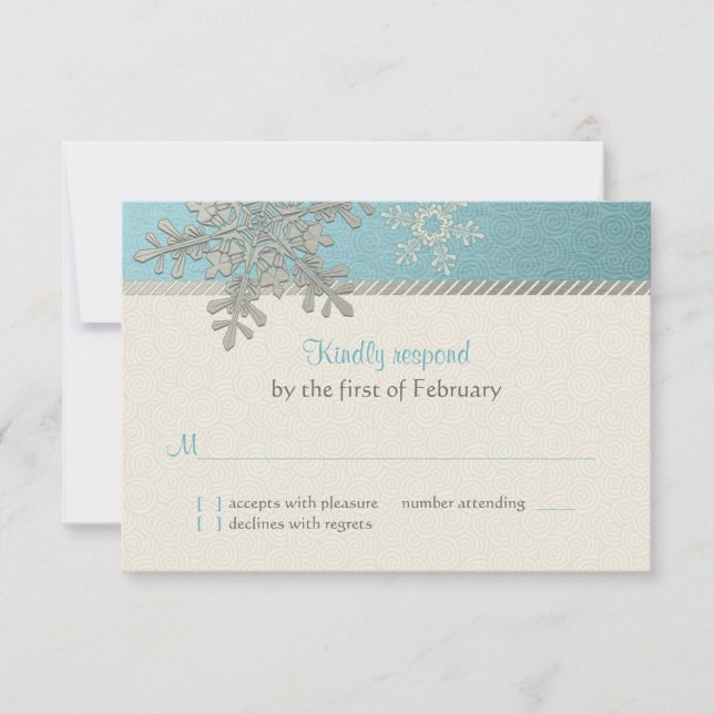 Tarjeta de respuesta de Boda de Invierno Silver Bl (Anverso)