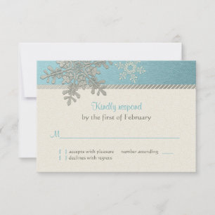 Tarjeta de respuesta de Boda de Invierno Silver Bl
