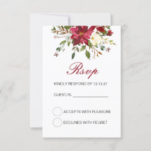 Tarjeta de respuesta de boda de invierno, tarjeta