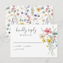 Tarjeta de respuesta de boda de jardín de flores s