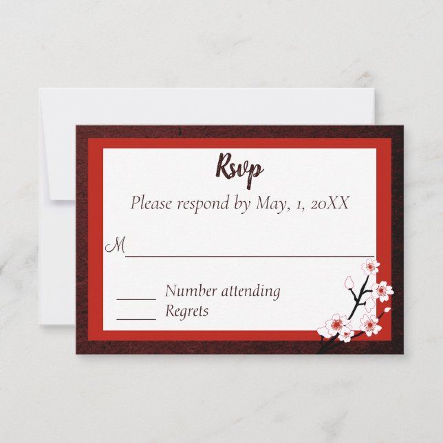 Tarjeta de respuesta de Boda de la flor japonesa (Anverso)