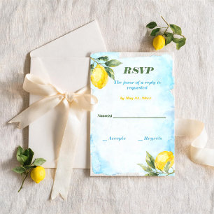Tarjeta de respuesta de boda de limón italiano