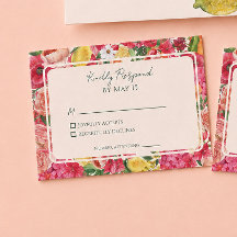 Tarjeta de respuesta de boda de limón y naranja de