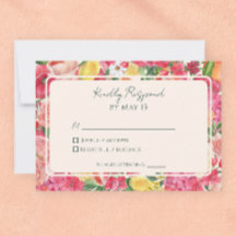 Tarjeta de respuesta de boda de limón y naranja de
