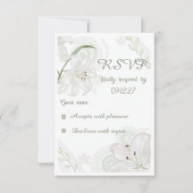 Tarjeta de respuesta de boda de lirio blanco dibuj