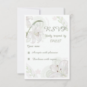 Tarjeta de respuesta de boda de lirio blanco dibuj