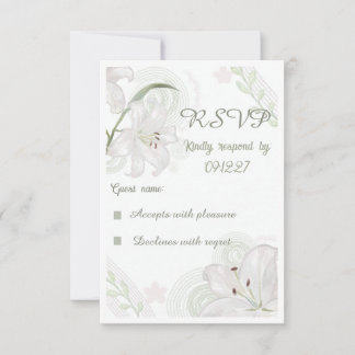 Tarjeta de respuesta de boda de lirio blanco dibuj