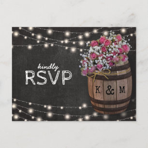 Tarjeta de respuesta de boda de luces florales ros