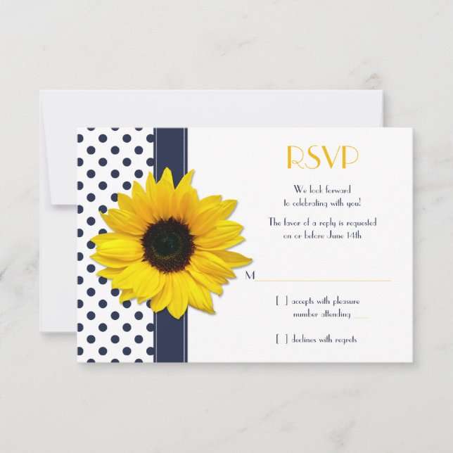 Tarjeta de respuesta de boda de lunares blancos y  (Anverso)