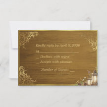 Tarjeta de respuesta de boda de madera rústica de 
