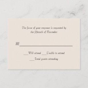 Tarjeta de respuesta de Boda de marfil
