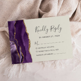 Tarjeta de respuesta de boda de marfil con ágata d