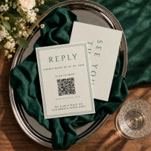 Tarjeta de respuesta de boda de marfil con código 