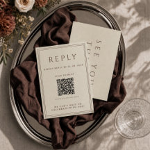 Tarjeta de respuesta de boda de marfil con código 