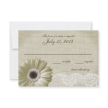 Tarjeta de respuesta de Boda de margarita blanca y