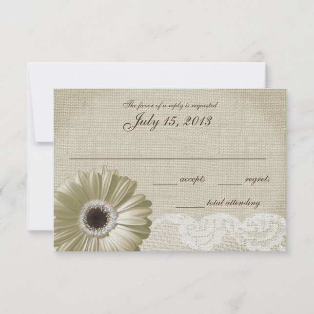 Tarjeta de respuesta de Boda de margarita blanca y (Anverso)