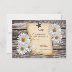Tarjeta de respuesta de Boda de margarita rústica