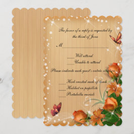 Tarjeta de respuesta de boda de mariposa floral de