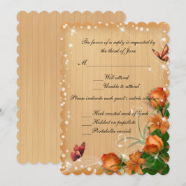 Tarjeta de respuesta de boda de mariposa floral de