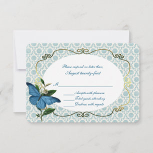 Tarjeta de respuesta de boda de mariposas azules v