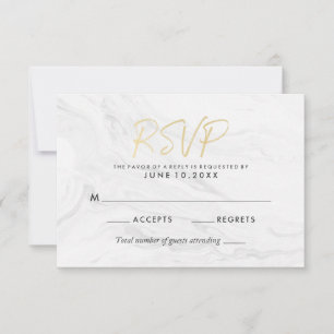 Tarjeta de respuesta de boda de mármol blanco mode