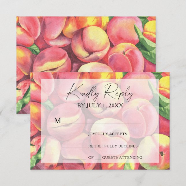 Tarjeta de respuesta de boda de melocotones (Anverso / Reverso)
