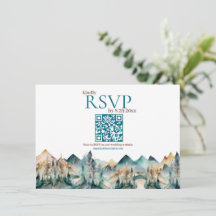 Tarjeta de respuesta de boda de montaña con código